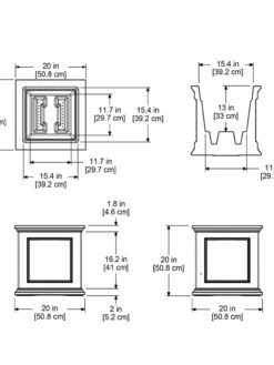 Fairfield Self-Watering Square Planter, 20” X 20” -Bloomgear Garden Shop 39618 16V tif