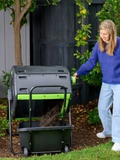 Maze 48 Gallon Compost Tumbler With Cart -Bloomgear Garden Shop 3 4 crop 8613576 02V