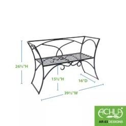 Achla Designs Wrought Iron Arbor Bench With Back -Bloomgear Garden Shop 8598749 03V tif