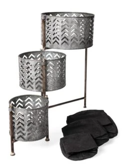 Galvanized Grow Bag Triple Planters With Stand -Bloomgear Garden Shop 8609180 4817 tif