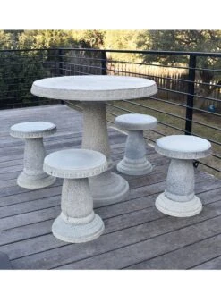 Patio Set, Round Table & 4 Stools