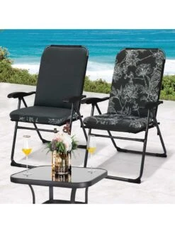 Outdoor Decor™ Seat Pad High Back Cushions, 20" X 45" 13 Outdoor Decor™ Seat Pad High Back Cushions, 20" X 45" -Bloomgear Garden Shop 8611125 102v bkf outdoor seat pad high back cushions 20x45 black flowers