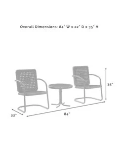 Crosley Bates 3-piece Outdoor Dining Chair Set -Bloomgear Garden Shop 8611583 08v