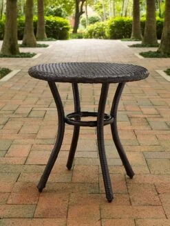 Crosley Palm Harbor Outdoor Wicker Round Side Table -Bloomgear Garden Shop 8611949 01v palm harbor outdoor wicker round side table