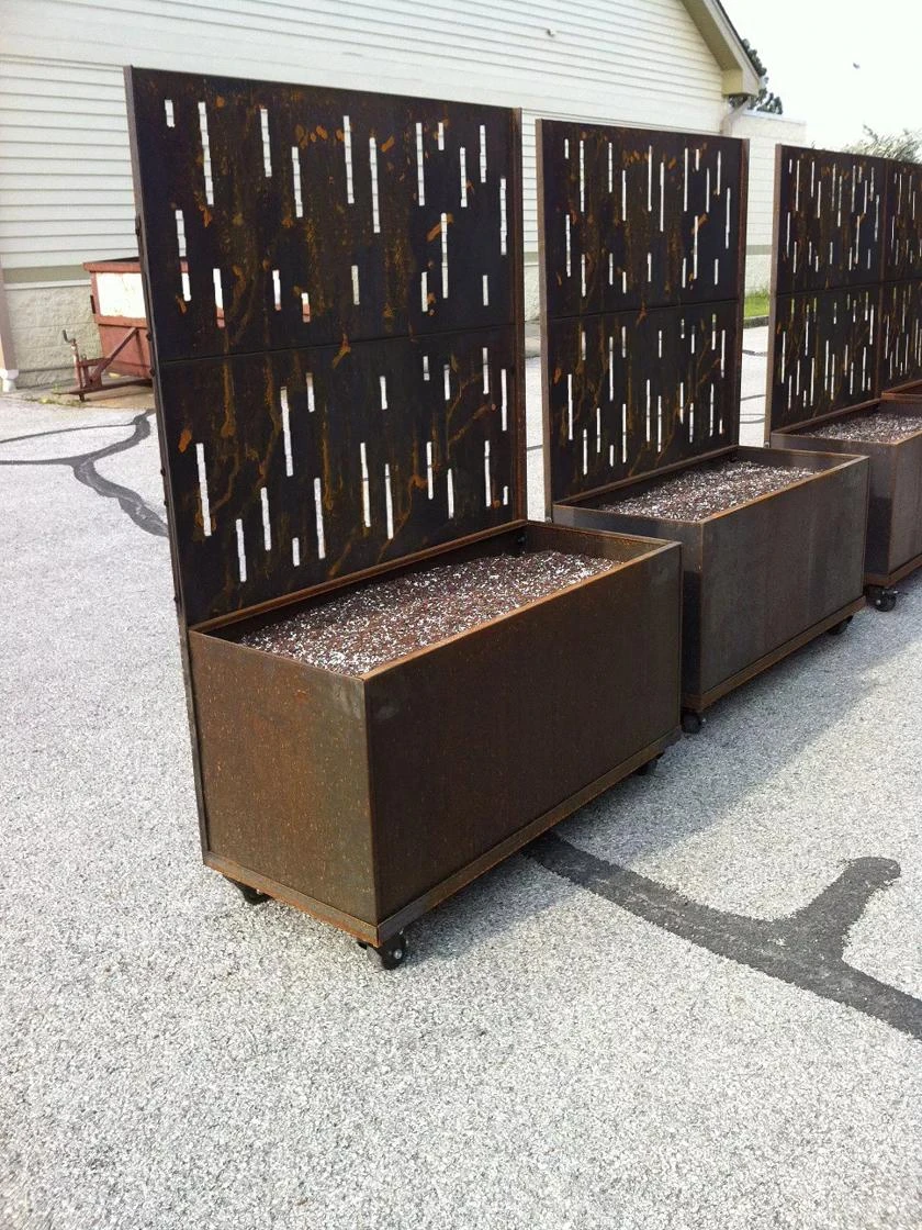 Nice Corten Trough Planters With Privacy Screen 1 Nice Corten Trough Planters With Privacy Screen