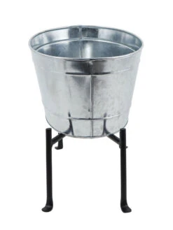 Achla Designs Mini Oval Galvanized Tub With Folding Stand -Bloomgear Garden Shop 8612906 05v