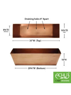 Achla Designs Plain Copper Plated Flower Box, Large -Bloomgear Garden Shop 8612915 03v